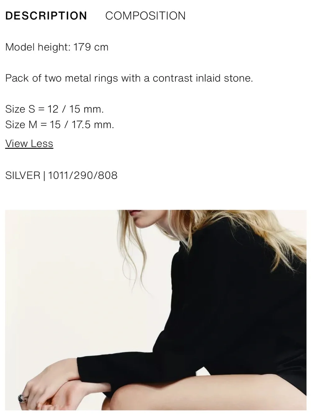 Zara NWT pack of 2 stone rings 1011/290